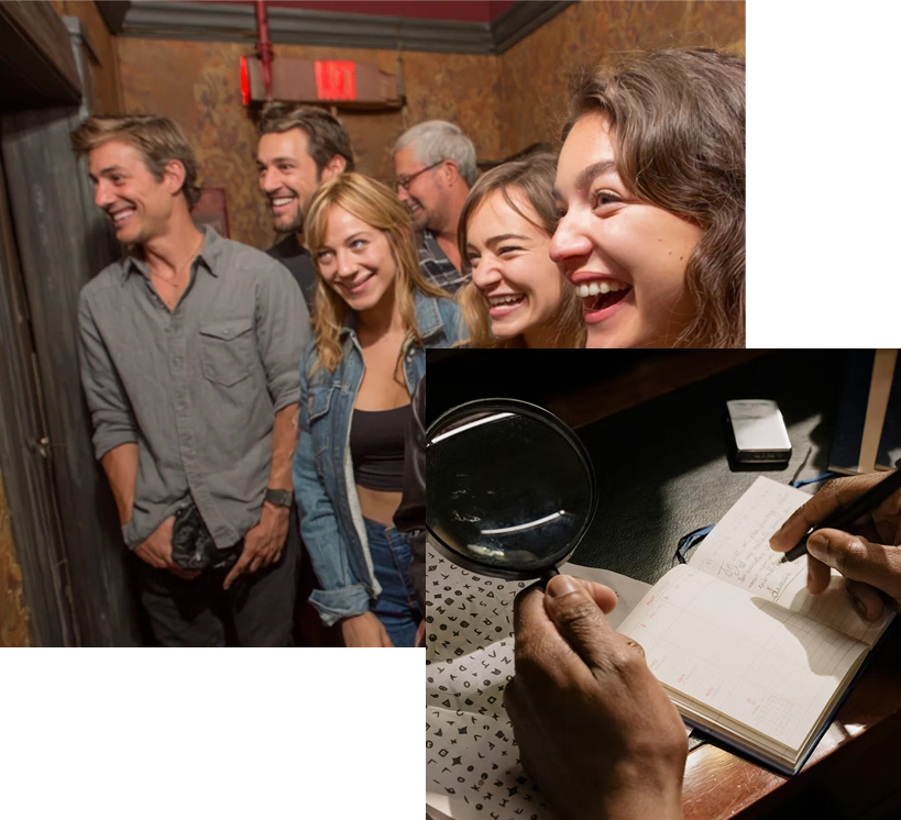 group of friends solving puzzles in escape room in Vaughan at The Escape Theory